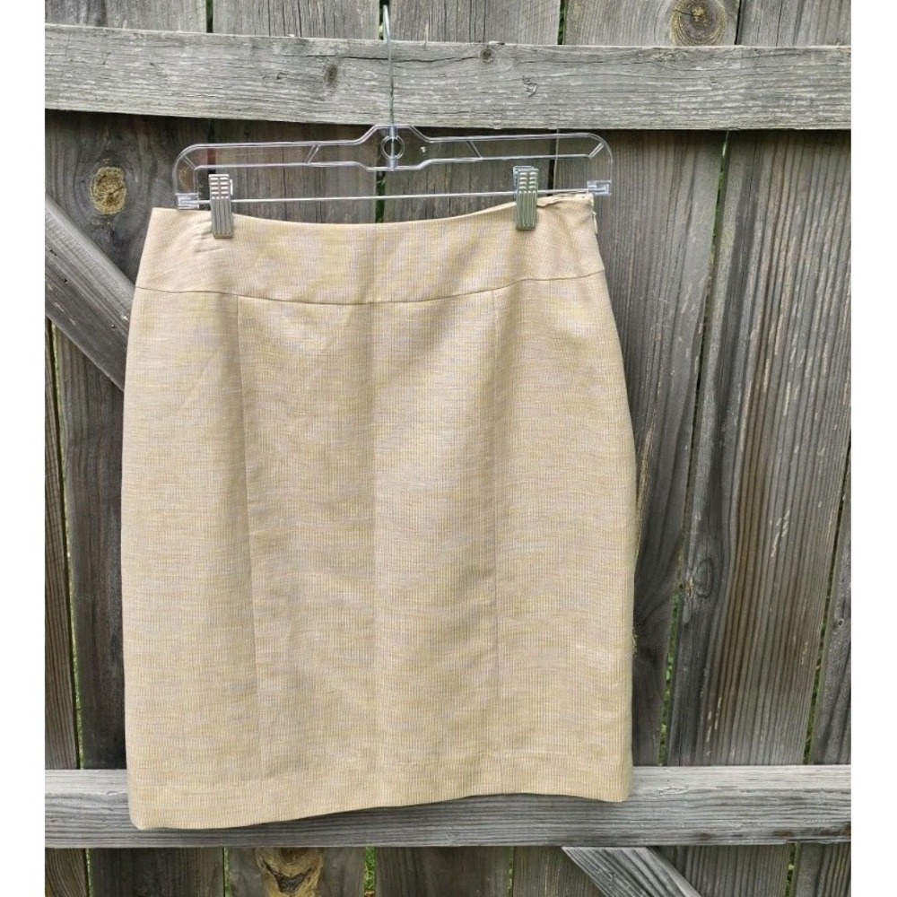 Lafayette 148 Beige Pencil Skirt Wool/ Linen Size 4 Zipper Closure
